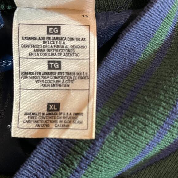 Vintage Fruit Of The Loom Bomber Jacket Mens XL Blue Green Snap Deer 90s Y2K - Picture 8 of 11